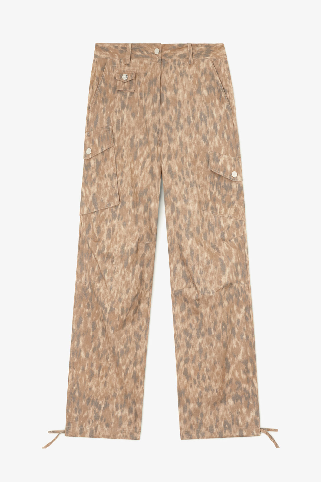 Pantalon cargo en coton imprim&eacute;, Organic Cotton, in colour Burro - 1 - GANNI