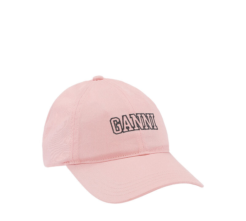 Lilac Embroidered Logo Cap, Cotton, in colour Sweet Lilac - 1 - GANNI