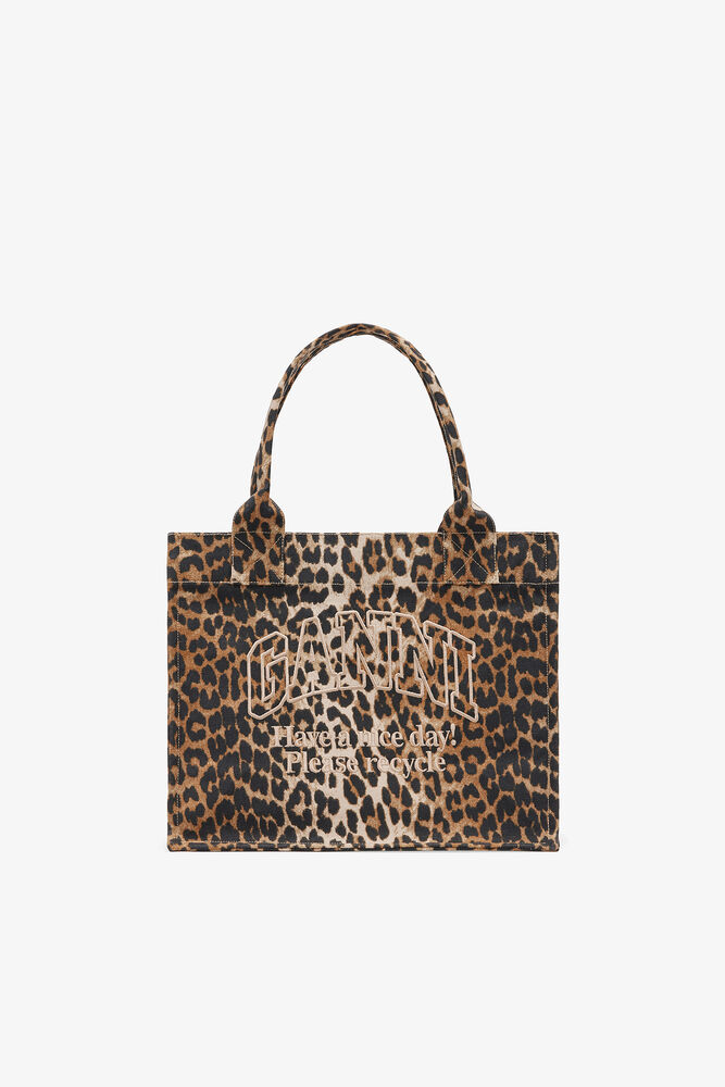 レオパード柄のラージキャンバストートバッグ, Leopard