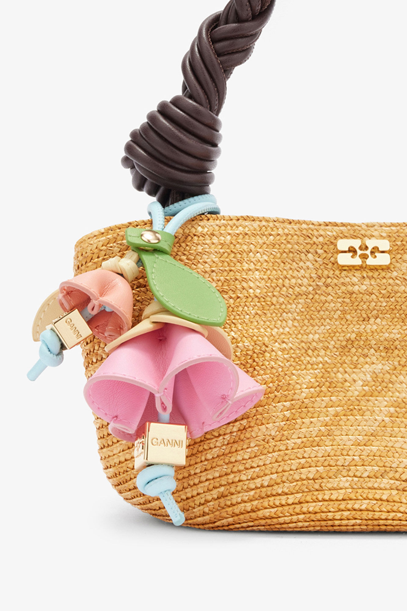 Flower Charm, Recycled Leather, in colour Pink Drink - 3 - GANNI