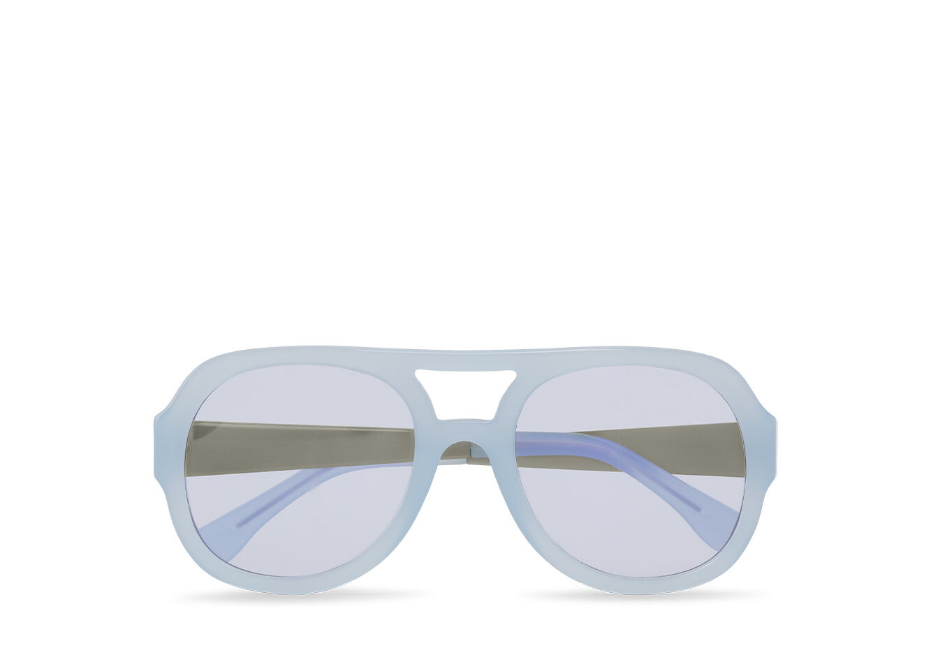 Chunky Retro Aviator Sunglasses, Acetate, in colour Heather - 1 - GANNI