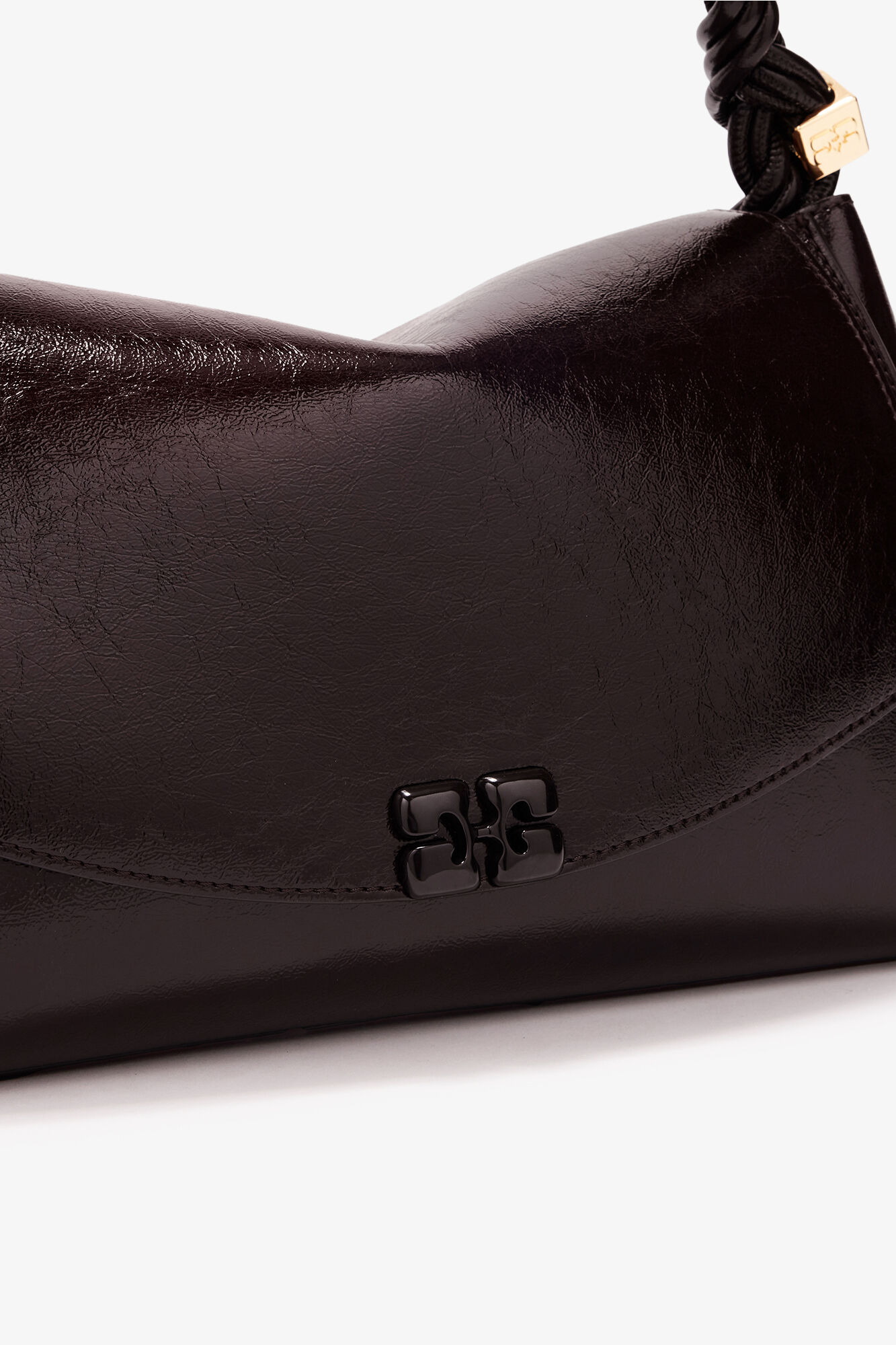 Very Bou Bag Shine in Brown, Polyester, in colour Demitasse - 4 - GANNI