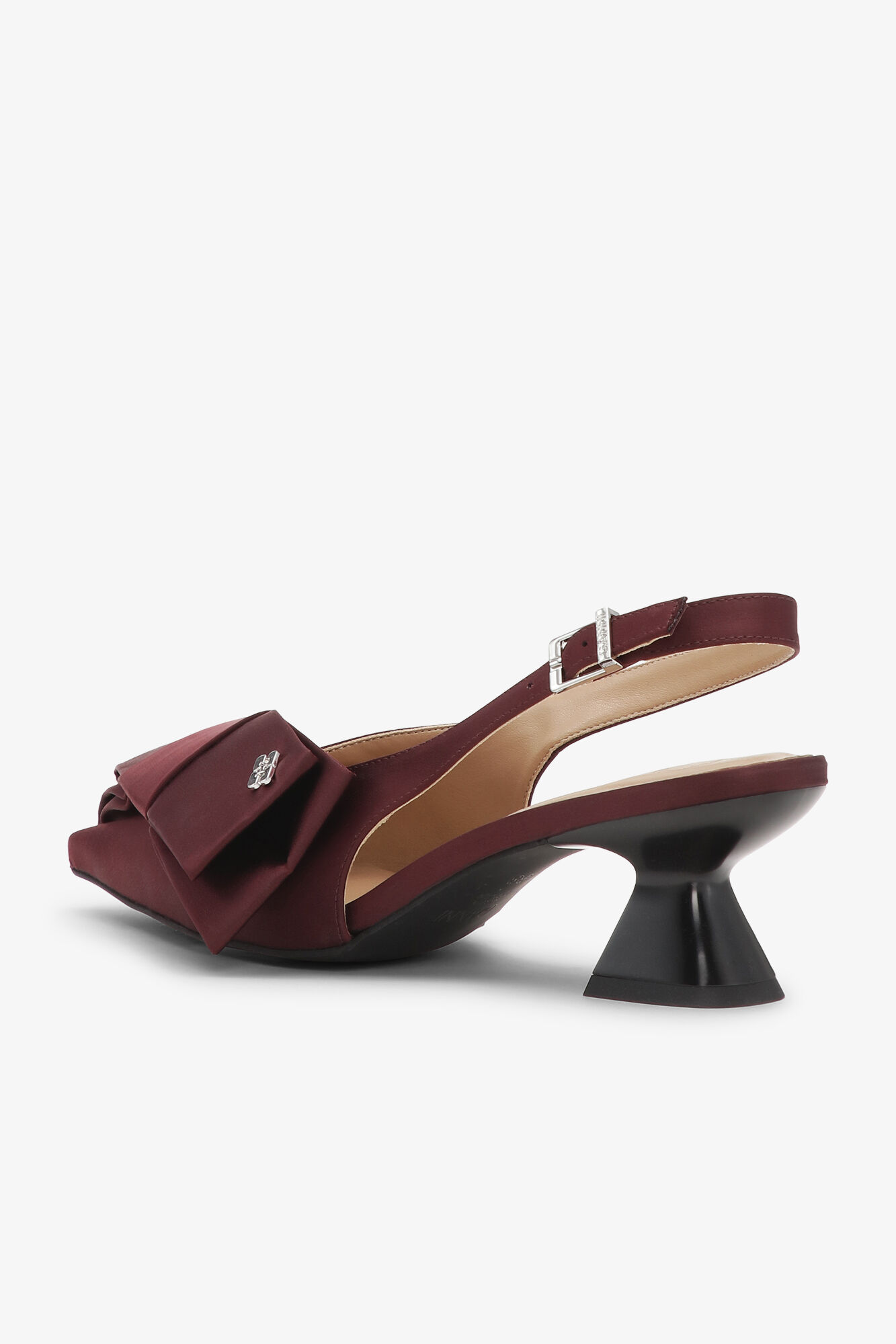 Burgundy Bow Kitten Heel Pumps, Recycled Polyester, in colour Dark Burgundy - 3 - GANNI