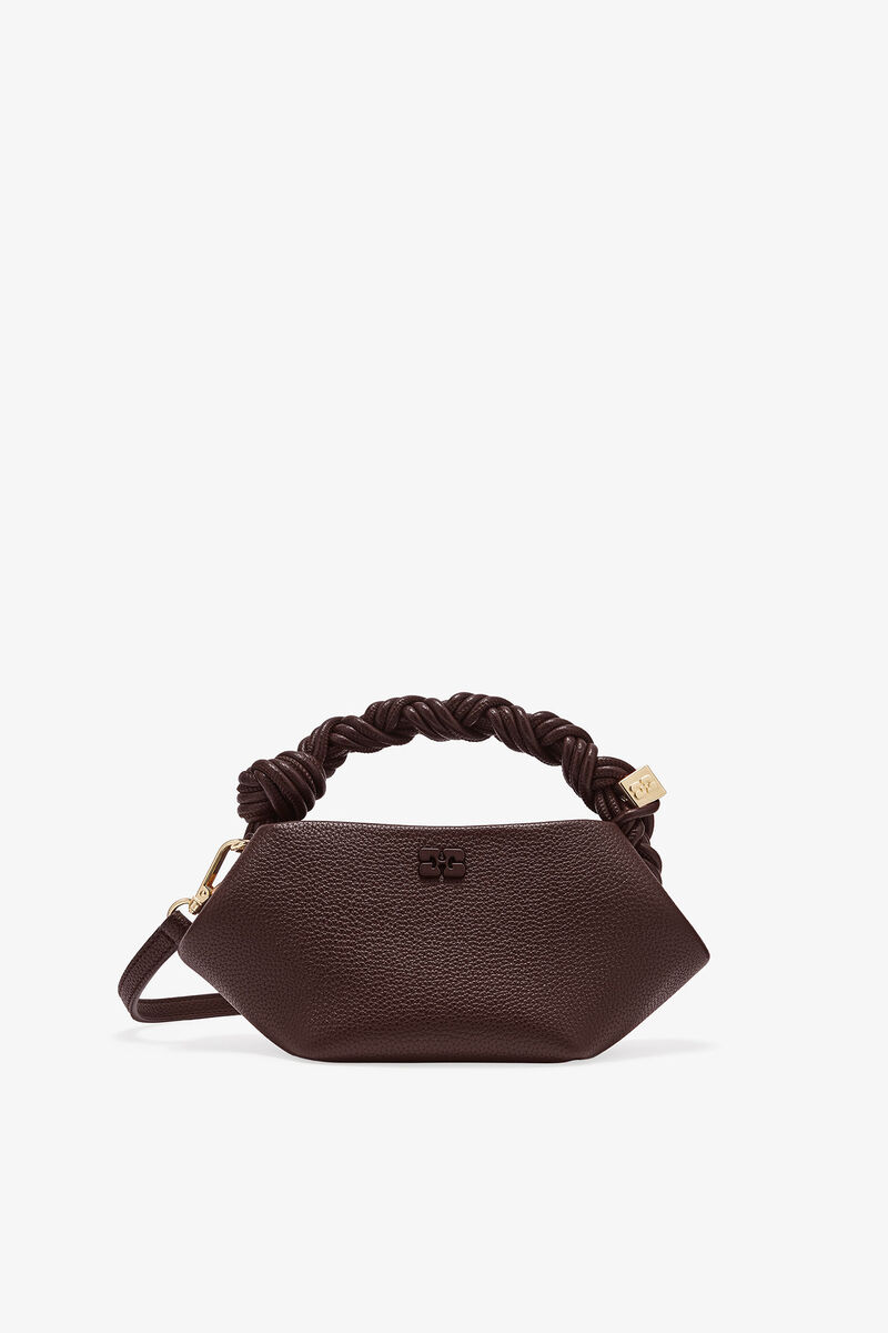 Mini sac marron grainé GANNI Bou, Polyurethane, in colour Chicory Coffee - 1 - GANNI