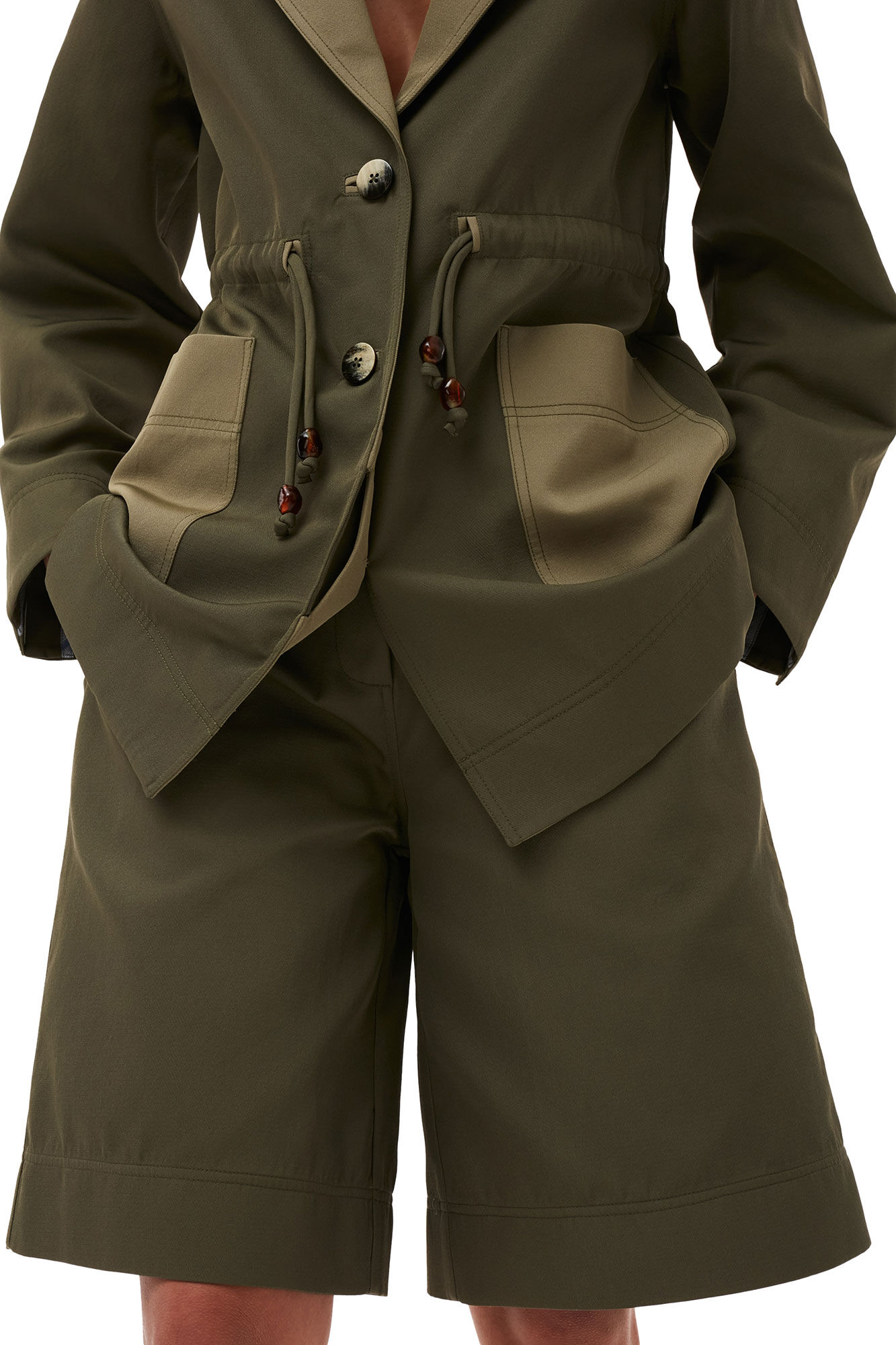 Schwere Twill-Jacke, Recycled Polyester, in colour Kalamata - 4 - GANNI