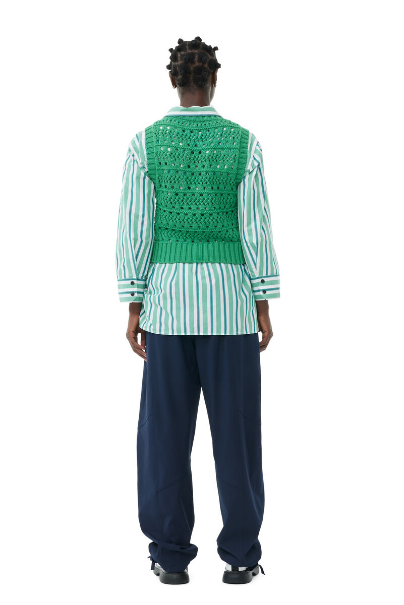 Green Cotton Rope-vest, Organic Cotton, in colour Juniper - 4 - GANNI