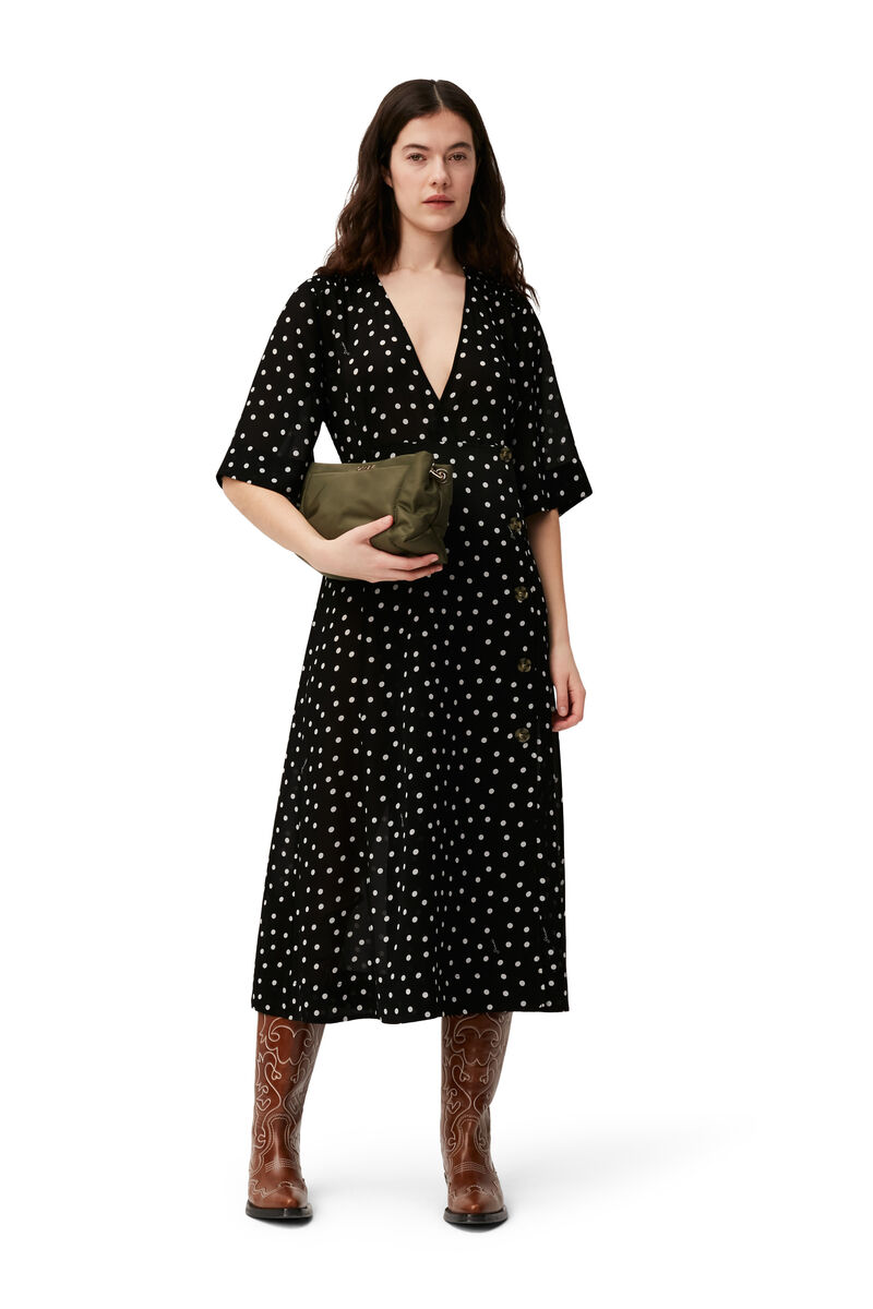 Printed Mini Dress, Recycled Polyester, in colour Black - 1 - GANNI