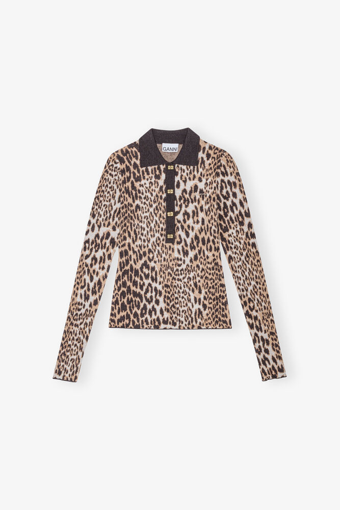 Leopard Knitted-poloskjorte, Leopard
