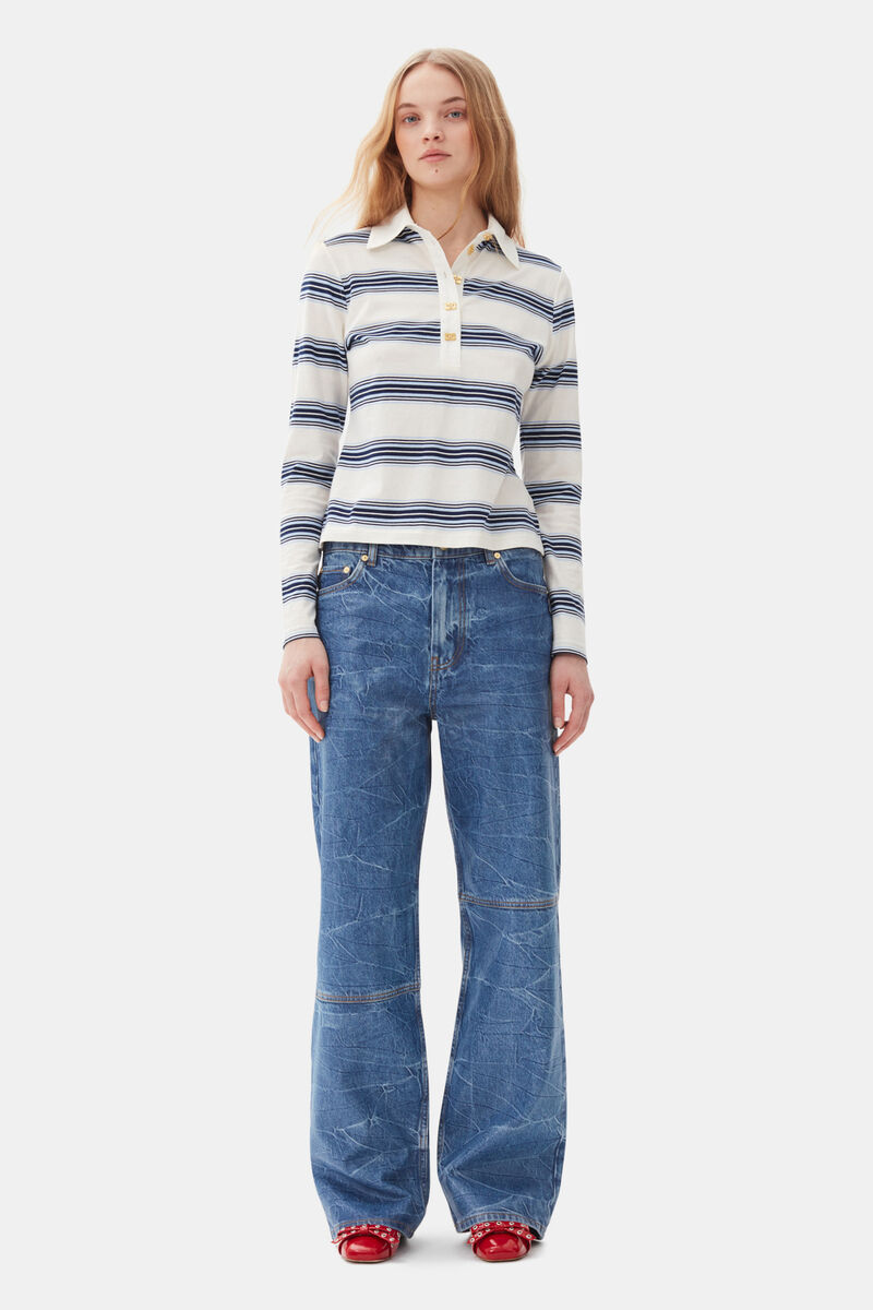 Blaue Izey-Folienjeans, Cotton, in colour Mid Blue Stone - 1 - GANNI