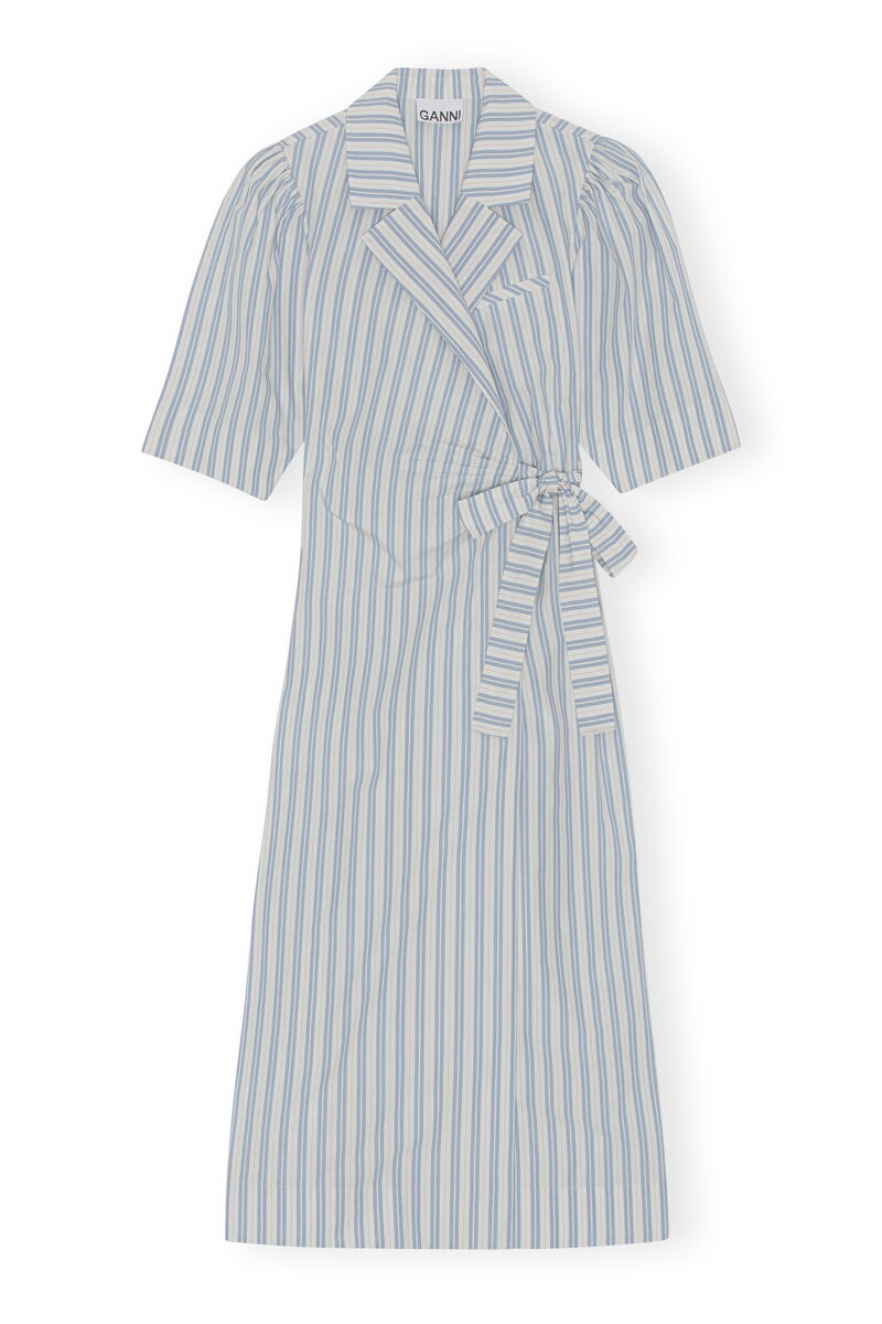 Wrap Midi Dress, Cotton, in colour Forever Blue - 1 - GANNI