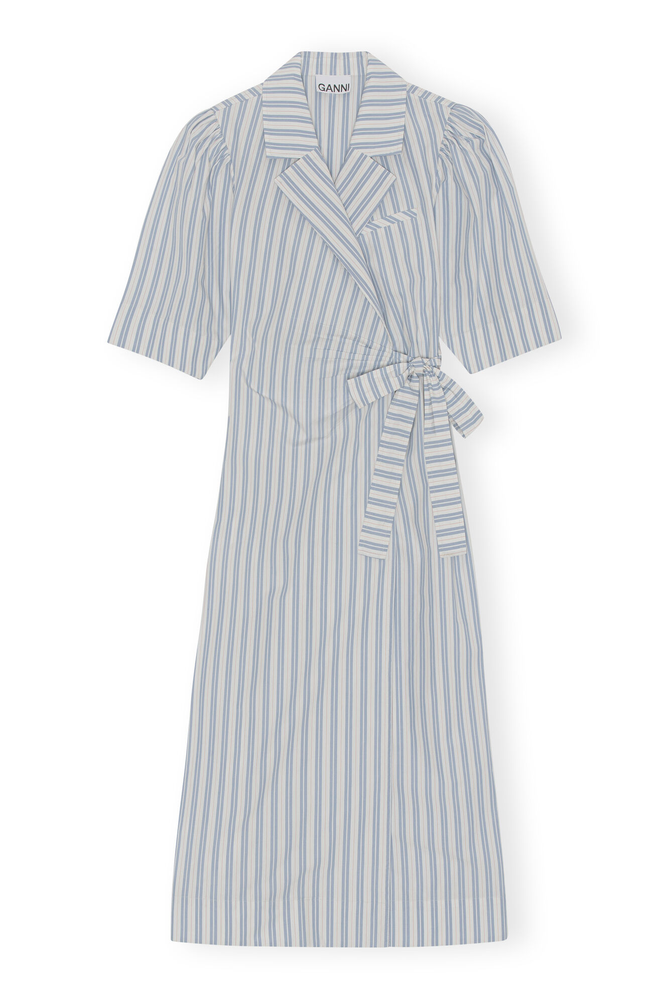 Wrap Midi Dress, Cotton, in colour Forever Blue - 1 - GANNI