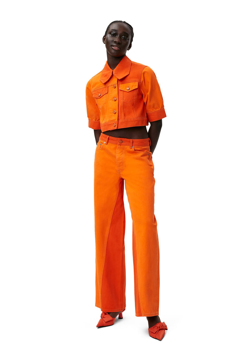Overdyed Jozey Jeans , Cotton, in colour Orangeade - 1 - GANNI