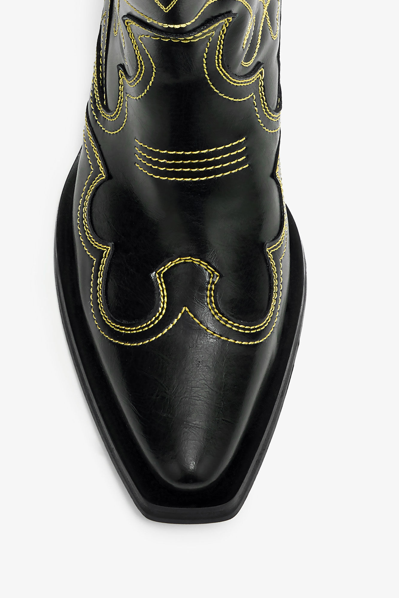 Blazing Yellow Mid Shaft Embroidered Western Boots | GANNI US