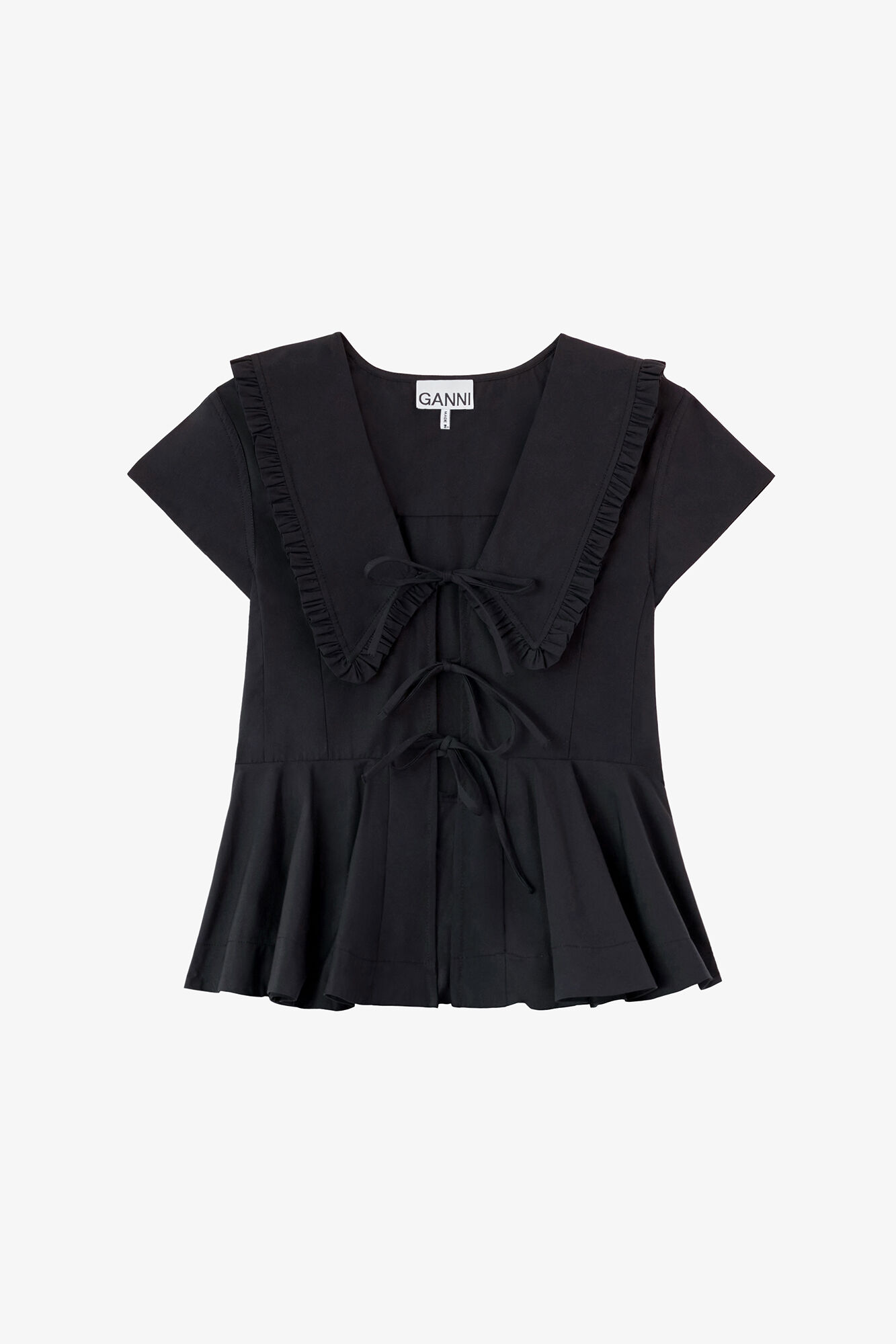Blouse in Cotton Poplin, Organic Cotton, in colour Black - 1 - GANNI