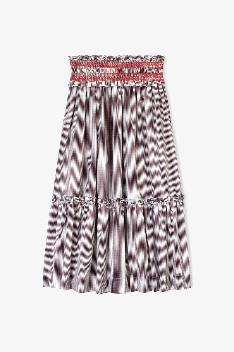 Convertible skirt in Check Cotton, Organic Cotton, in colour Chicory Coffee - 1 - GANNI