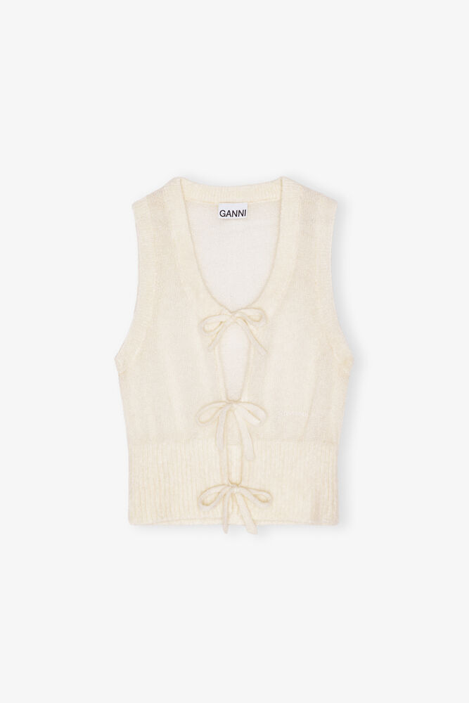 Ivory Tie String Vest, Egret