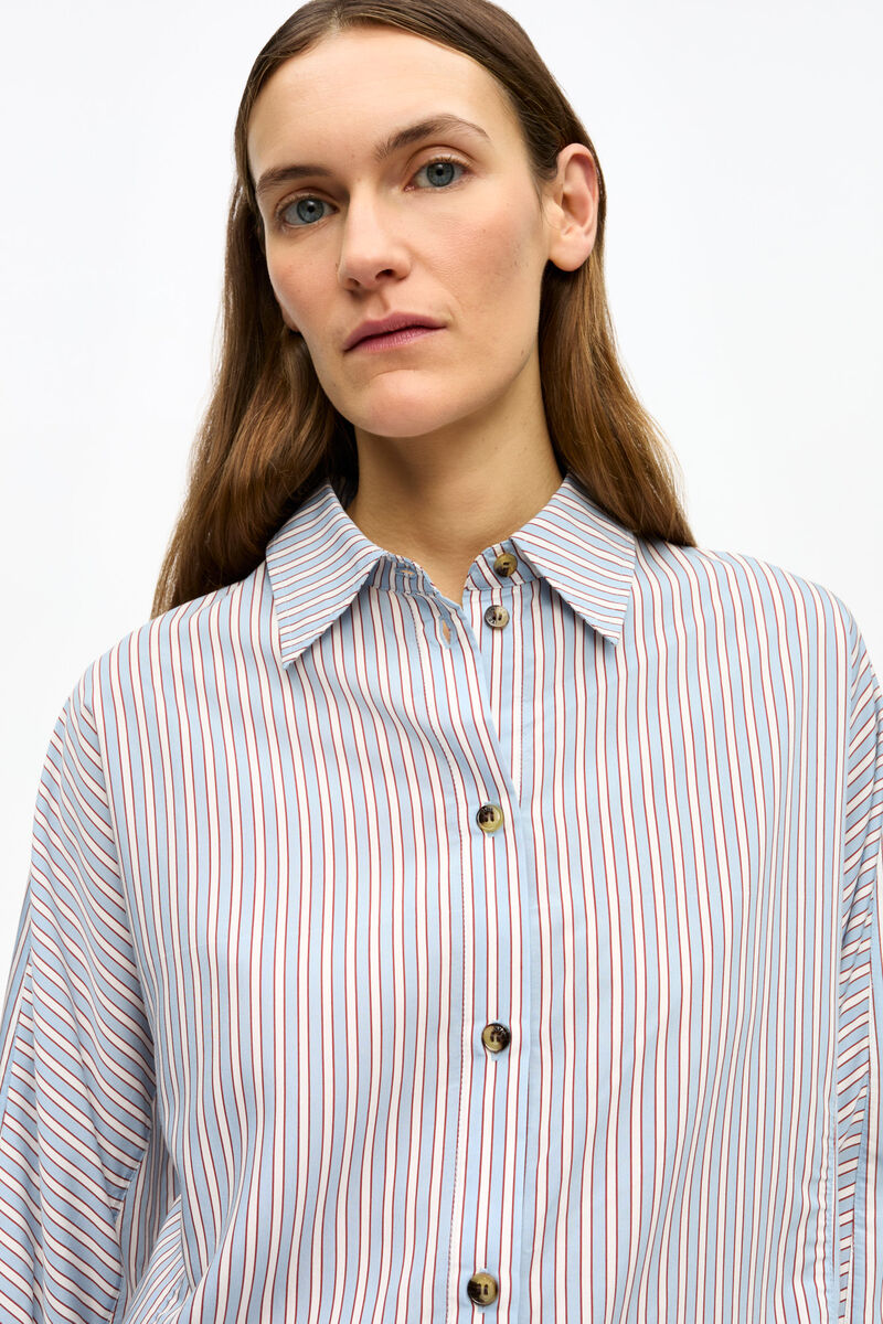 Streifenhemd, LENZING™ ECOVERO™, in colour Soft Chambray - 4 - GANNI