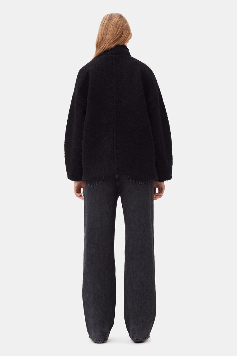 Black Boucle Jacket, Polyester, in colour Black - 4 - GANNI