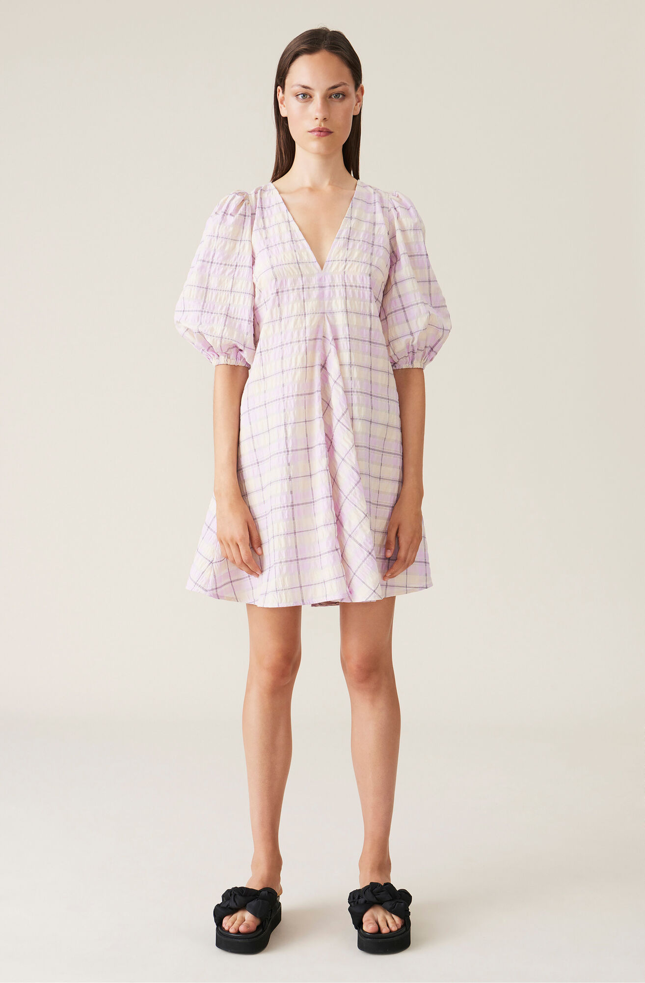 Seersucker Check Kleid Ganni Ch 