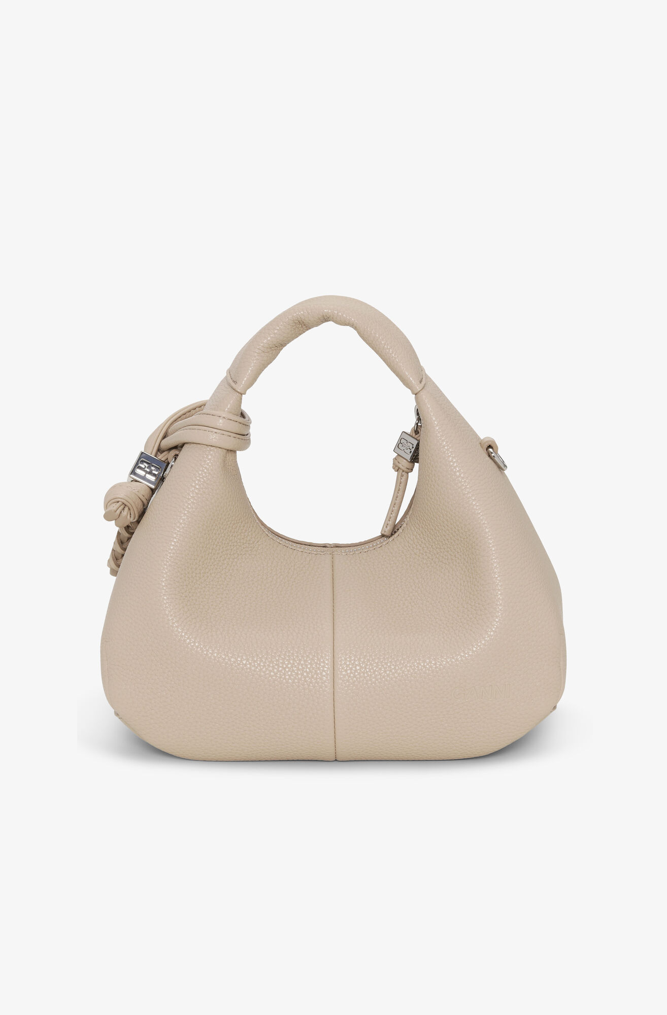 Mini sac Hobo gris clair, Polyurethane, in colour White Pepper - 3 - GANNI