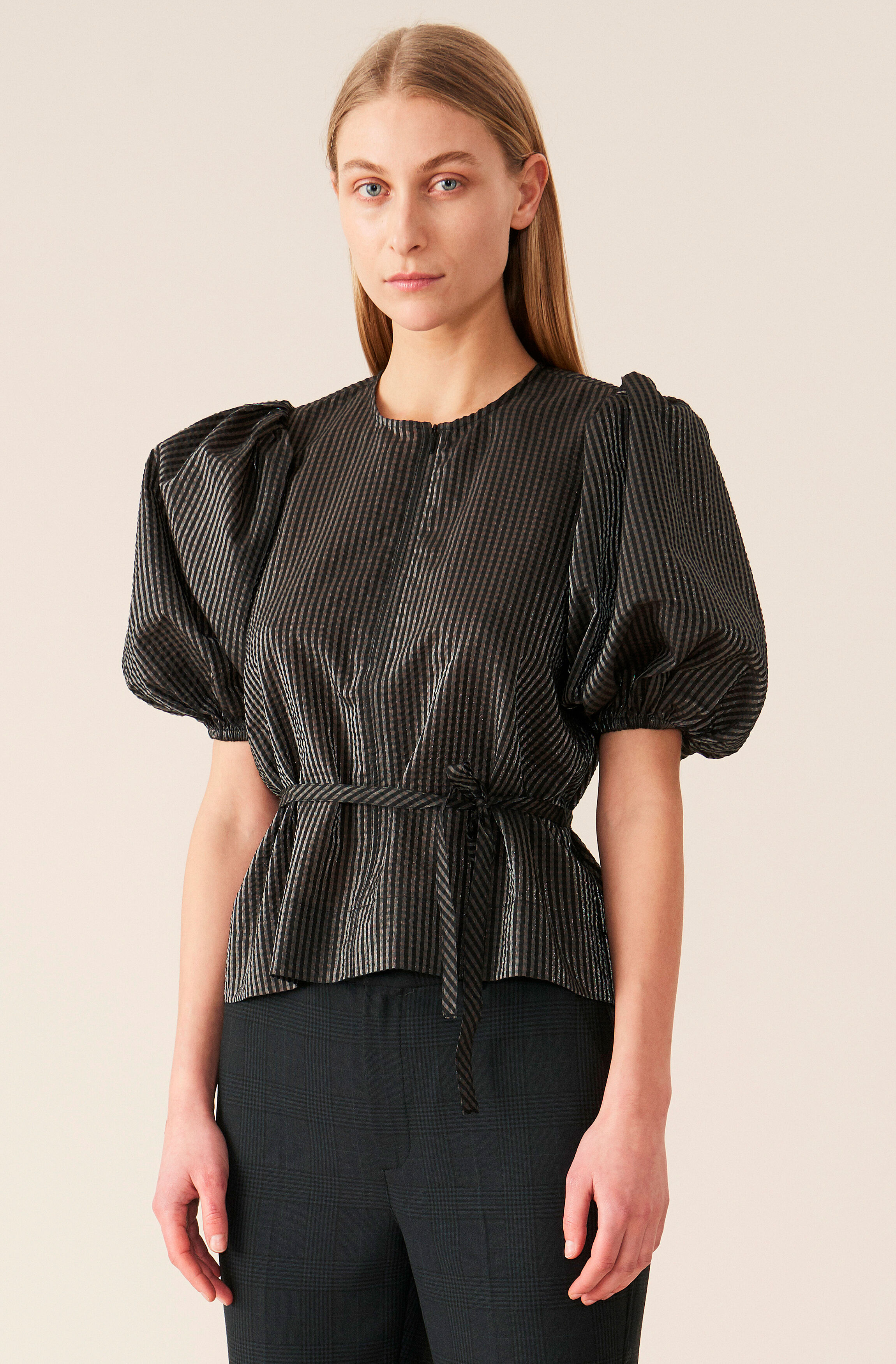 ganni ruffle top