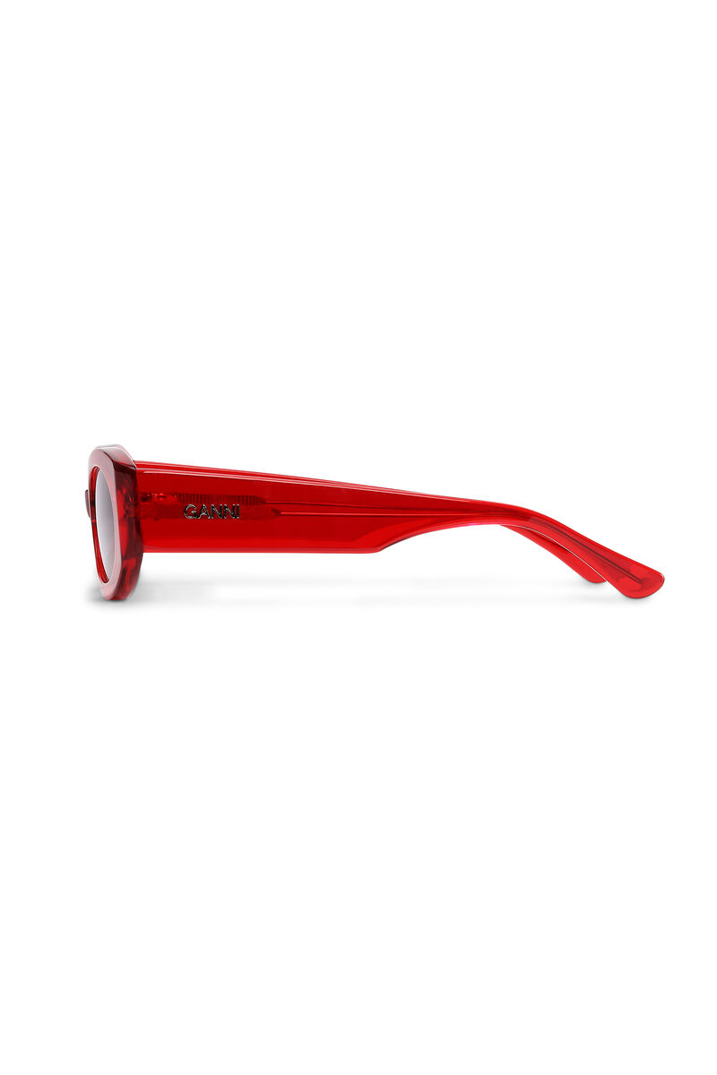Biodegradable Acetate Oval Sunglasses, Biodegradable Acetate, in colour High Risk Red - 2 - GANNI
