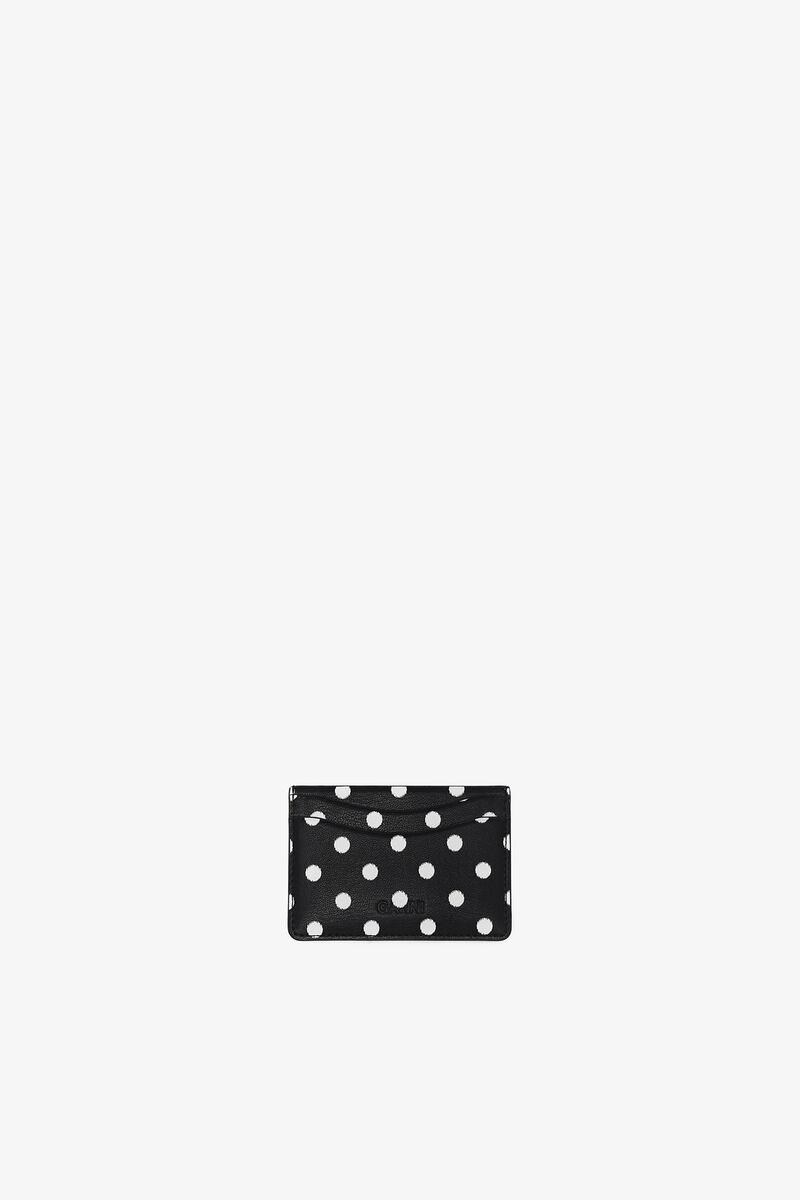 Porte-cartes &agrave; pois Bou, Recycled Leather, in colour Black - 2 - GANNI