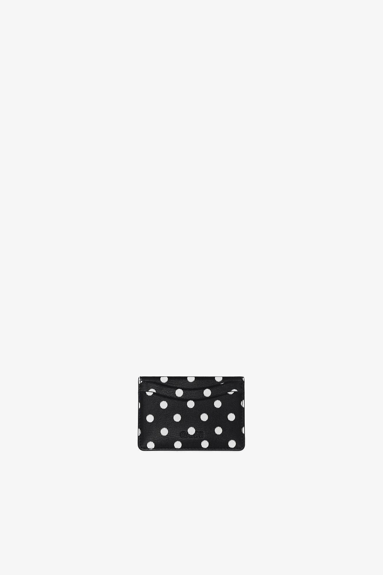 Porte-cartes &agrave; pois Bou, Recycled Leather, in colour Black - 2 - GANNI