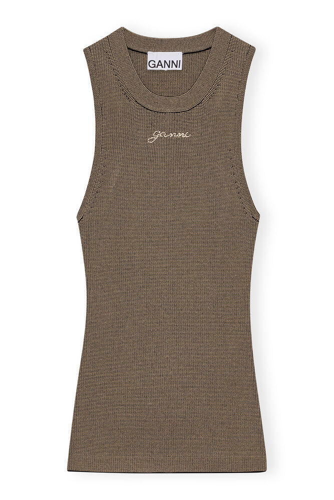 Brown Melange Knit Top, Safari
