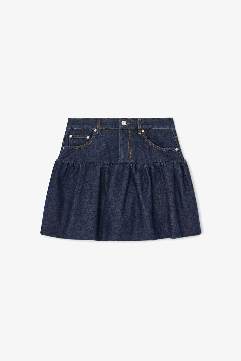 Skirt in Rinse Denim, Organic Cotton, in colour Rinse - 1 - GANNI