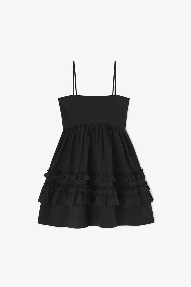 Black Mini Frill Dress, Black