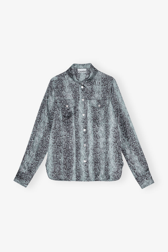 Blue Snake Printed skjorta, Celestial Blue