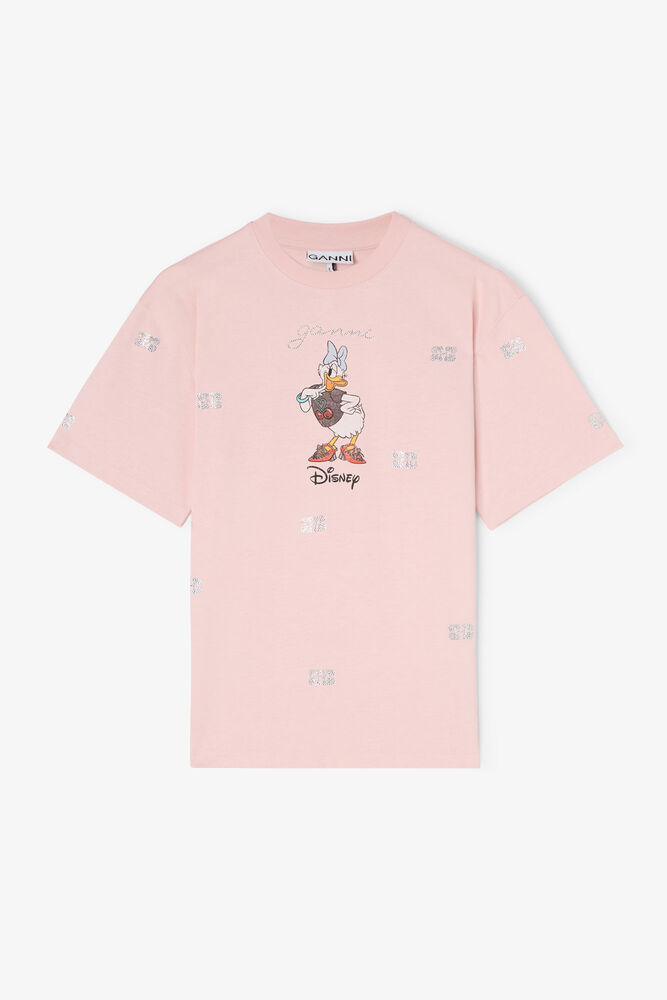 GANNI x Disney Daisy Duck Pink Printed T-shirt, Chalk Pink