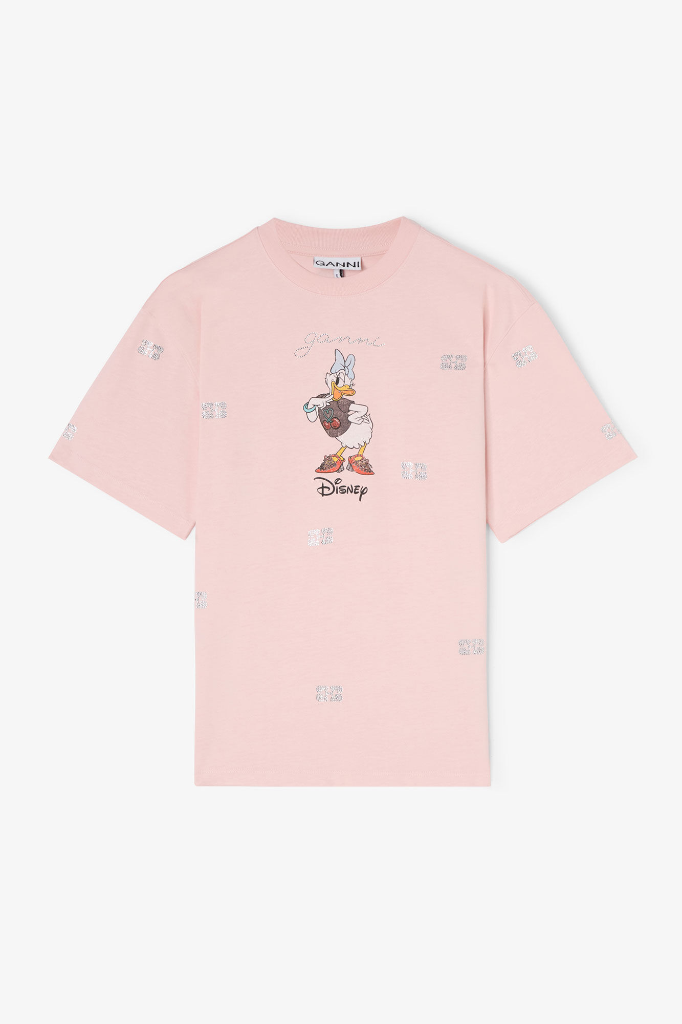 GANNI x Disney Daisy Duck Pink Printed T-shirt, in colour Chalk Pink - 1 - GANNI