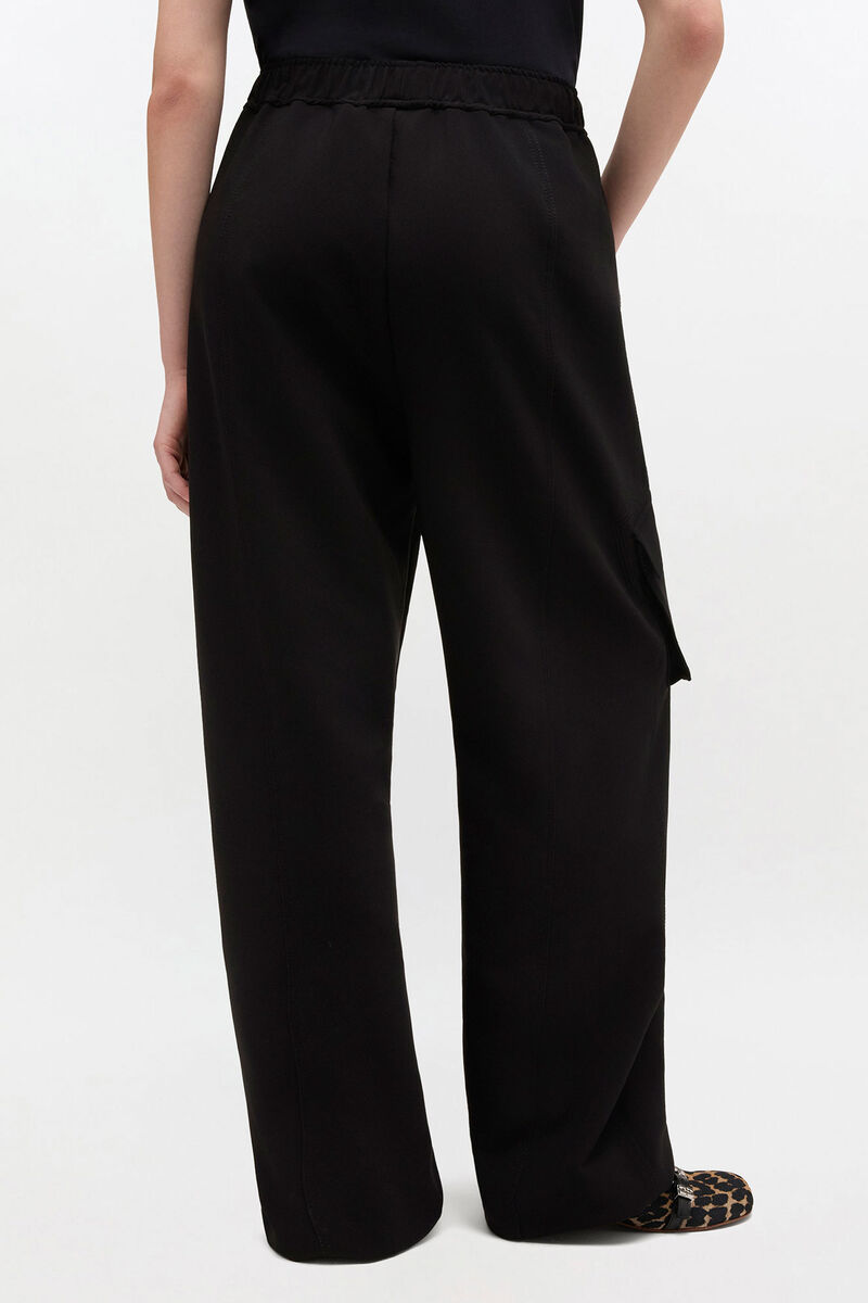 Black Twill Suiting Pants, in colour Jet Black - 3 - GANNI