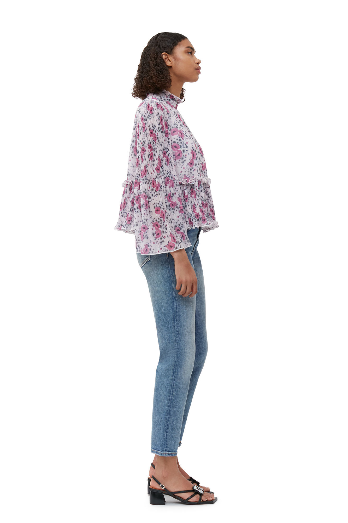 Mauve Chalk Pleated Georgette Blouse | GANNI NL