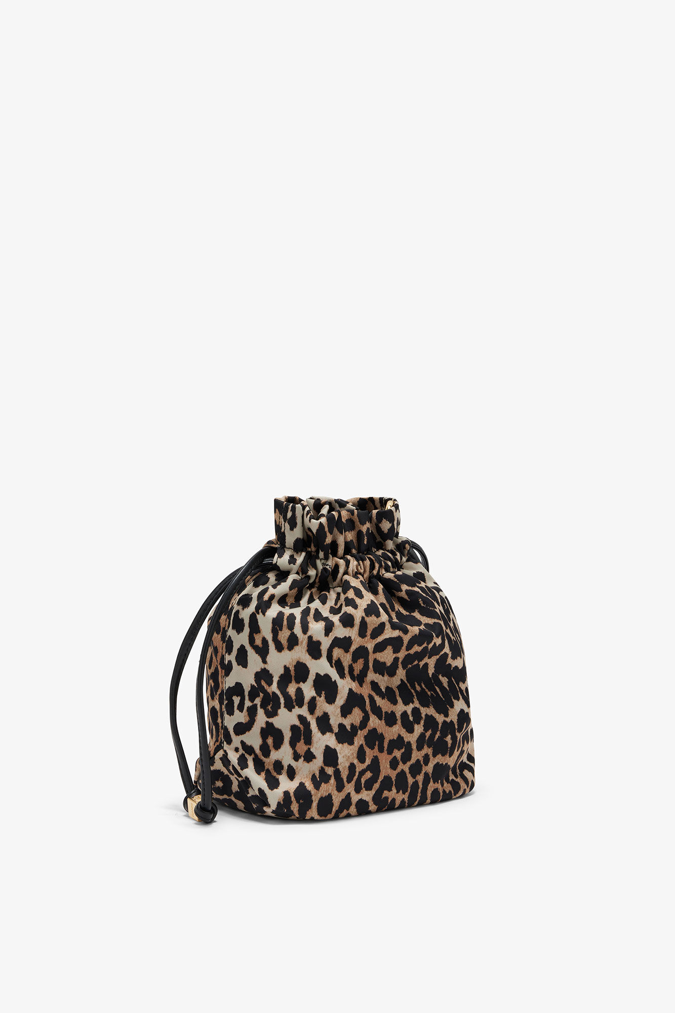 Printed Bou Bucket Pouch in Leopard, in colour Almond Milk - 2 - GANNI