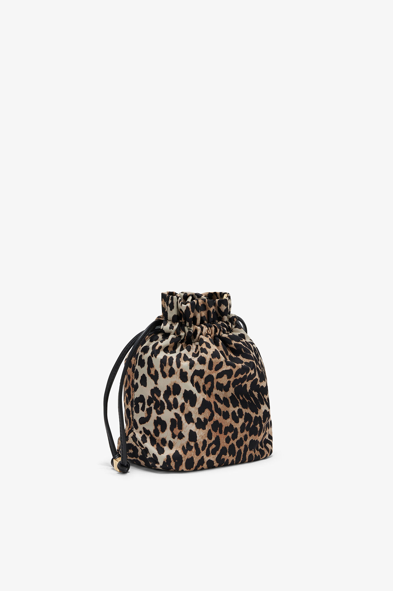 Printed Bou Bucket Pouch in Leopard, Recycled Polyamide, in colour Almond Milk - 2 - GANNI