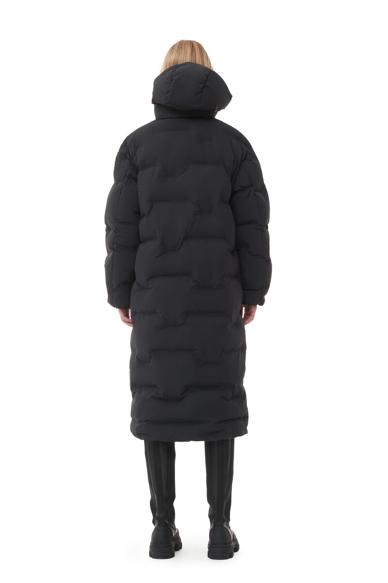 Black Oversized Soft Puffer Coat , Recycled Polyester, in colour Black - 4 - GANNI