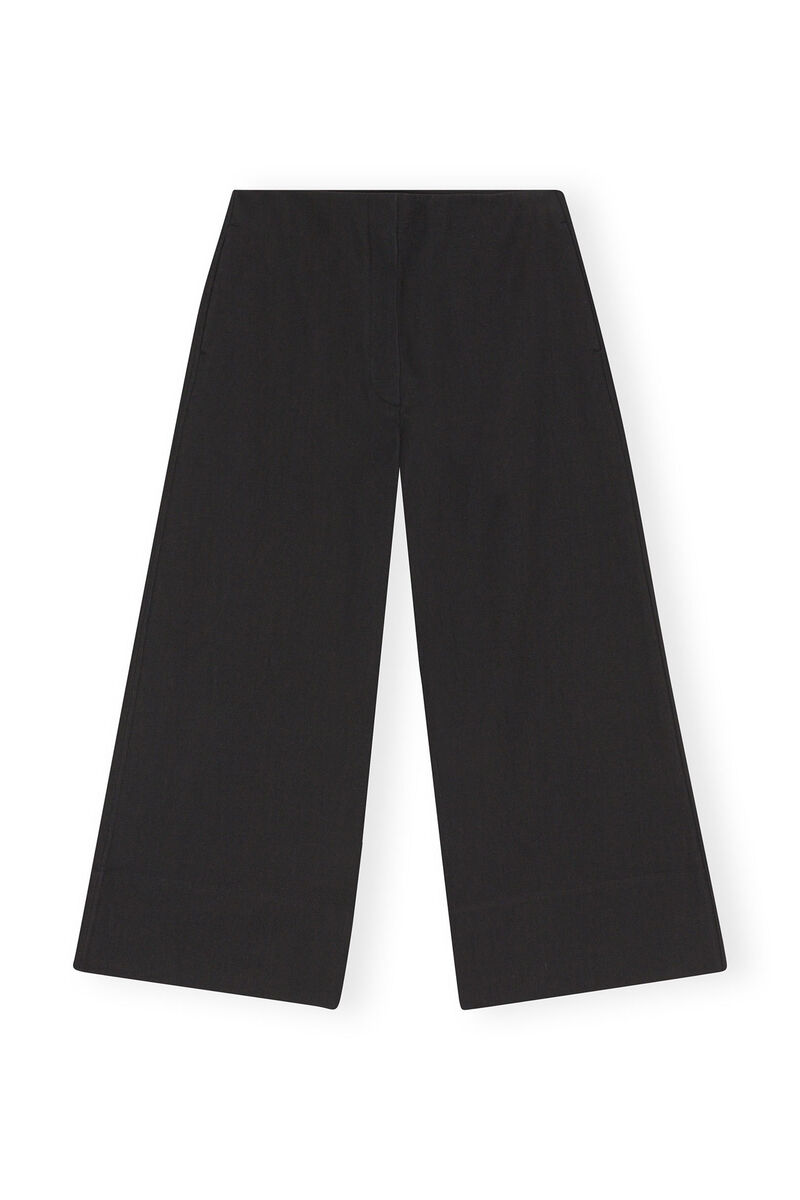Kürzer und weiter geschnittene Anzughose aus Cotton, Cotton, in colour Black - 1 - GANNI