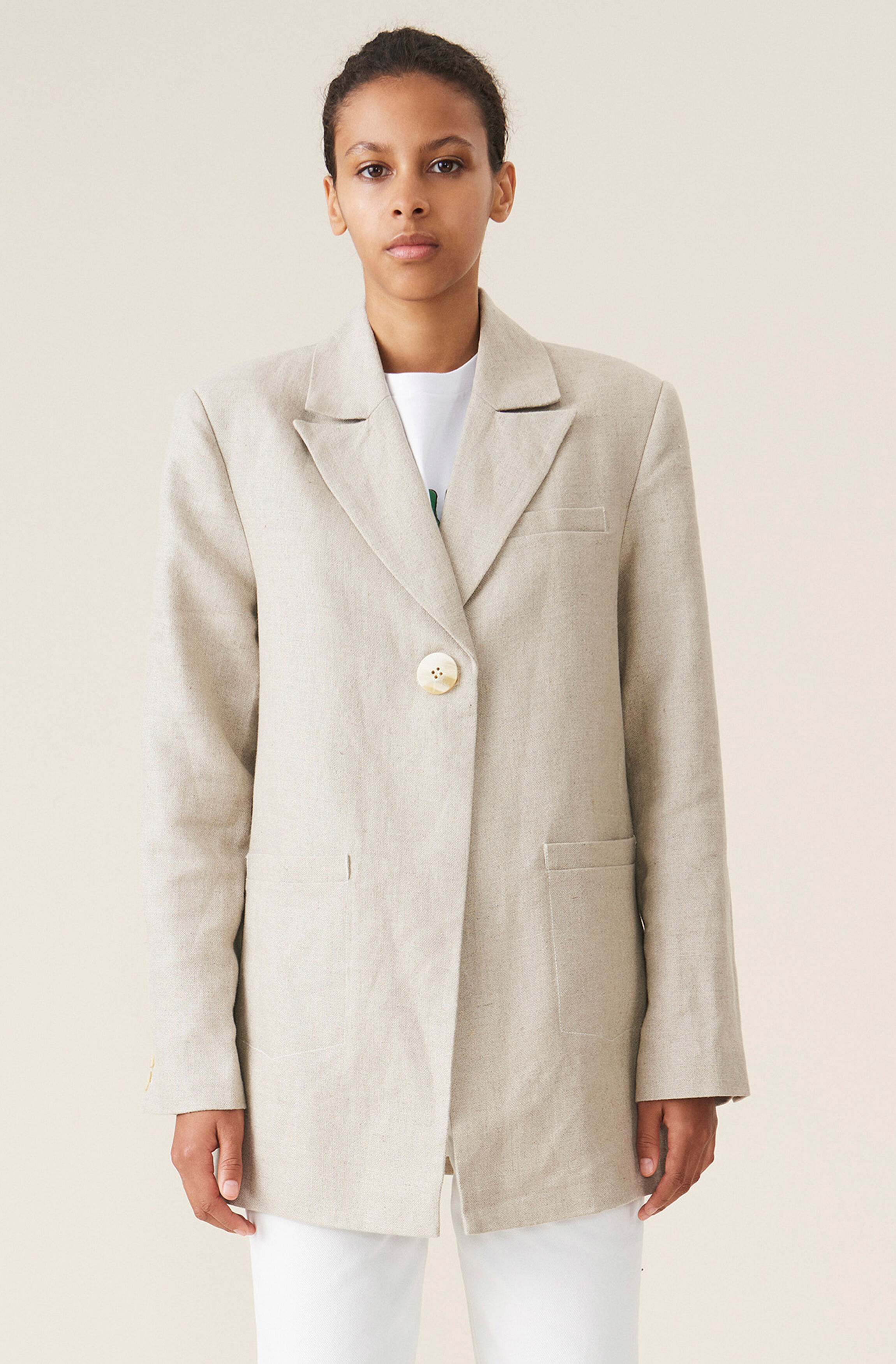 Ganni linen blazer clearance