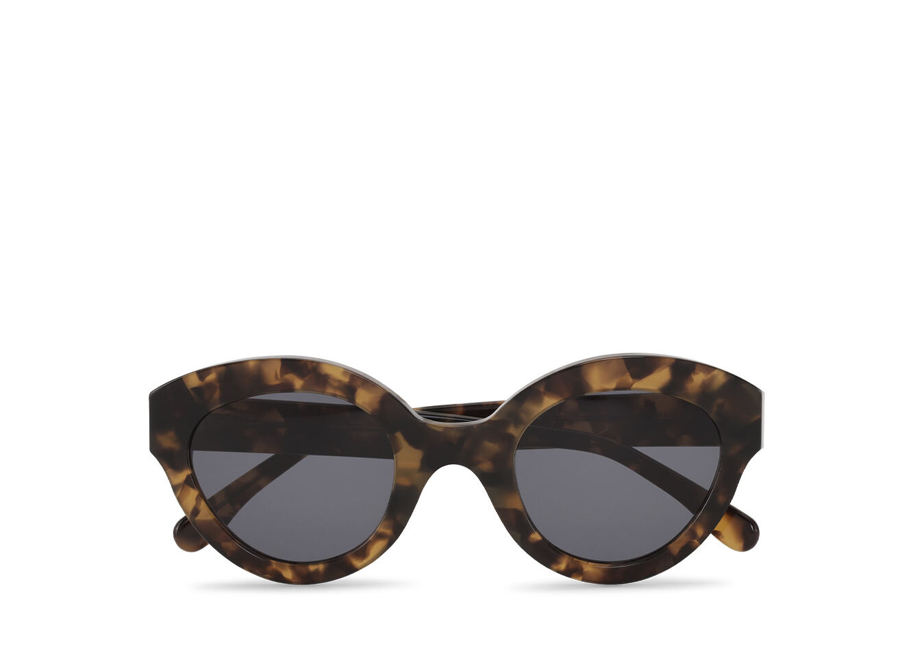 Chunky Round Sunglasses, Acetate, in colour Black/Tobacco Brown - 1 - GANNI