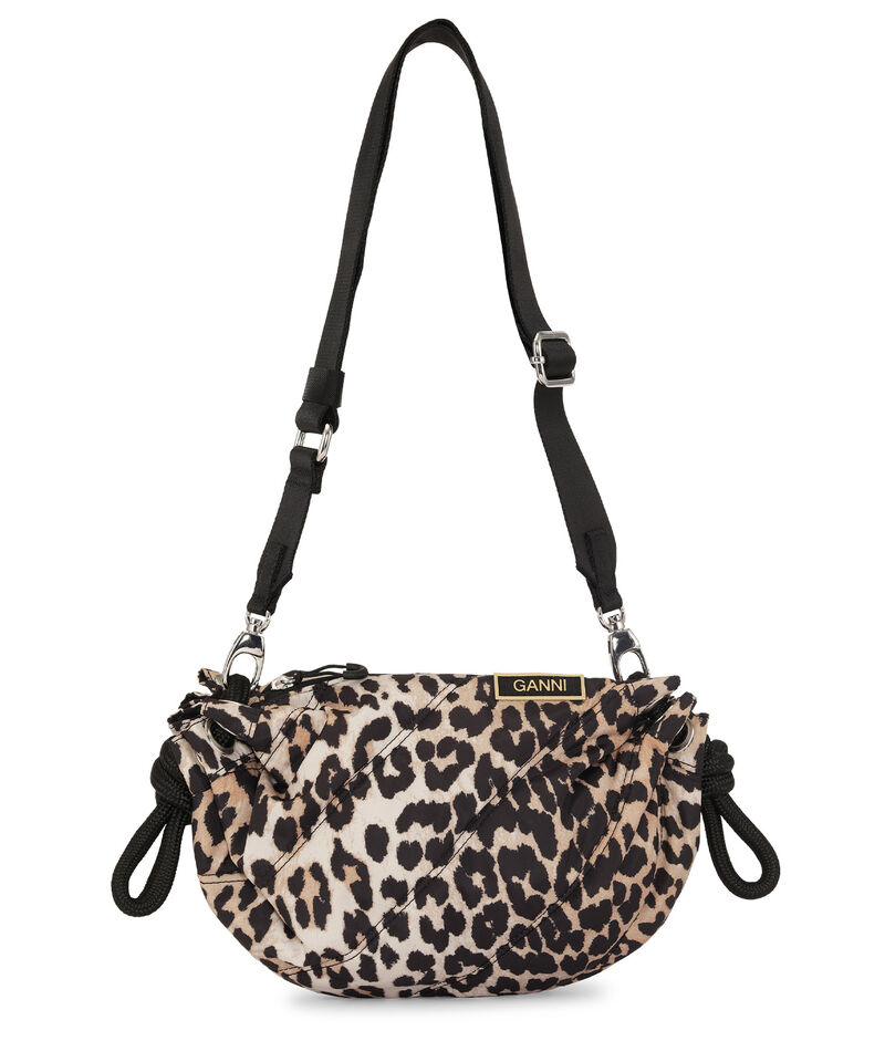 Small Quilted Duffle Bag, Recycled Polyester, in colour Leopard - 1 - GANNI