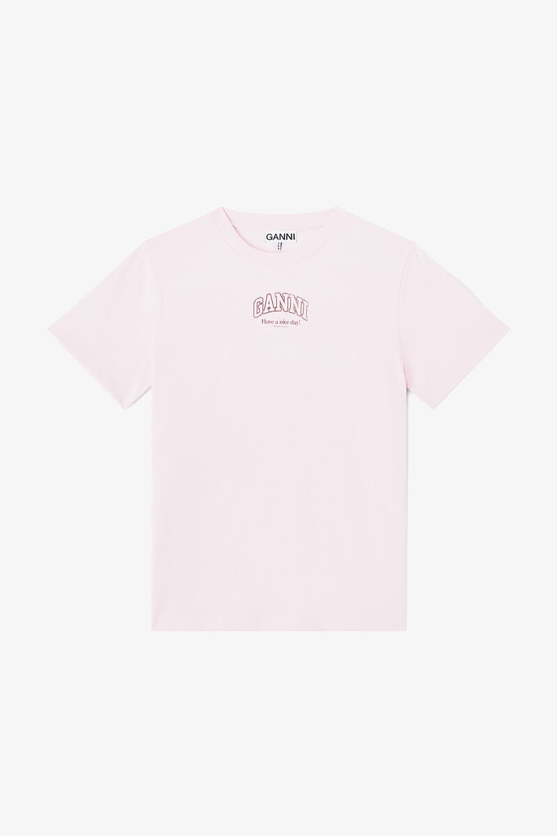 Essential T-shirt, Organic Cotton, in colour Chalk Pink - 1 - GANNI