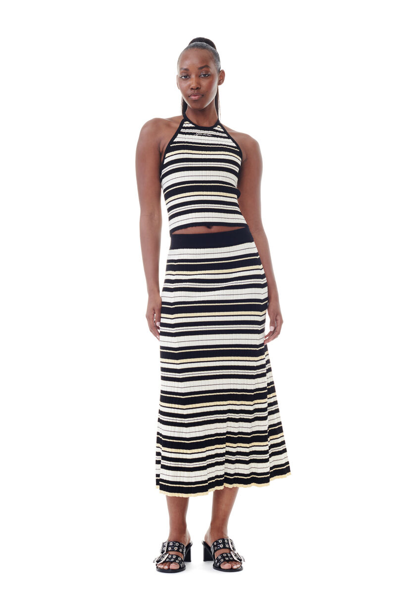 Future Striped Rib Long Skirt, Elastane, in colour Multicolour - 1 - GANNI