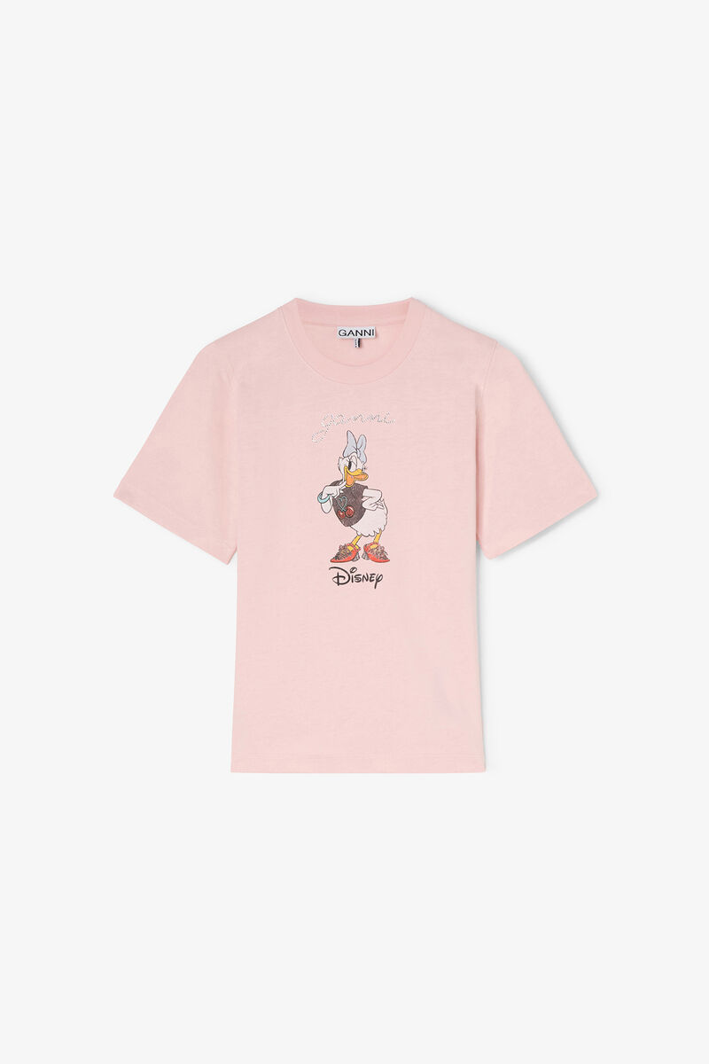 Daisy Duck Pink Printed Baby Fit T-shirt, Organic Cotton, in colour Chalk Pink - 1 - GANNI