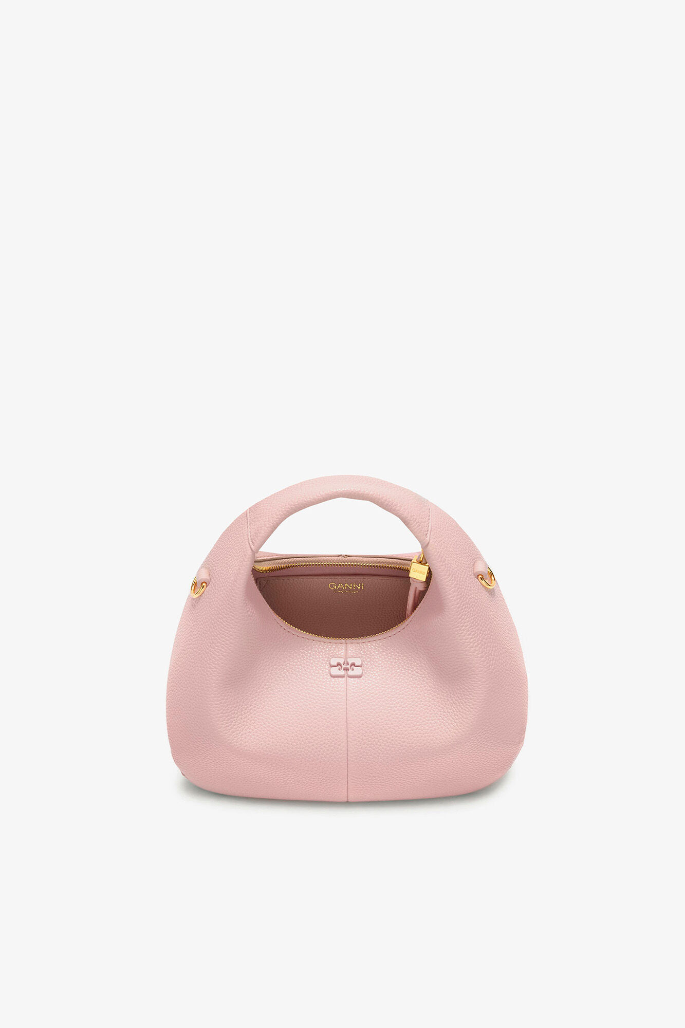 Chalk Pink Mini Hobo Bag in Grained Pink | GANNI US
