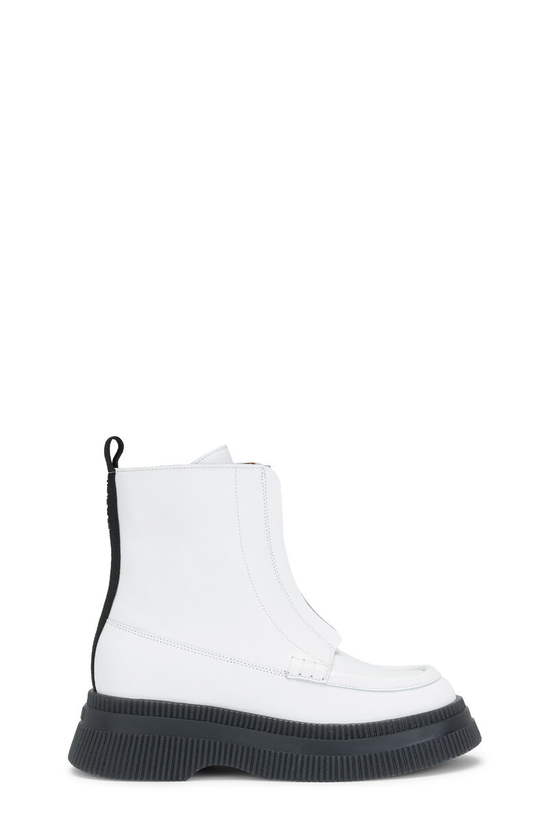 Creepers Wallaby Zip Boots, Leather, in colour Egret - 1 - GANNI