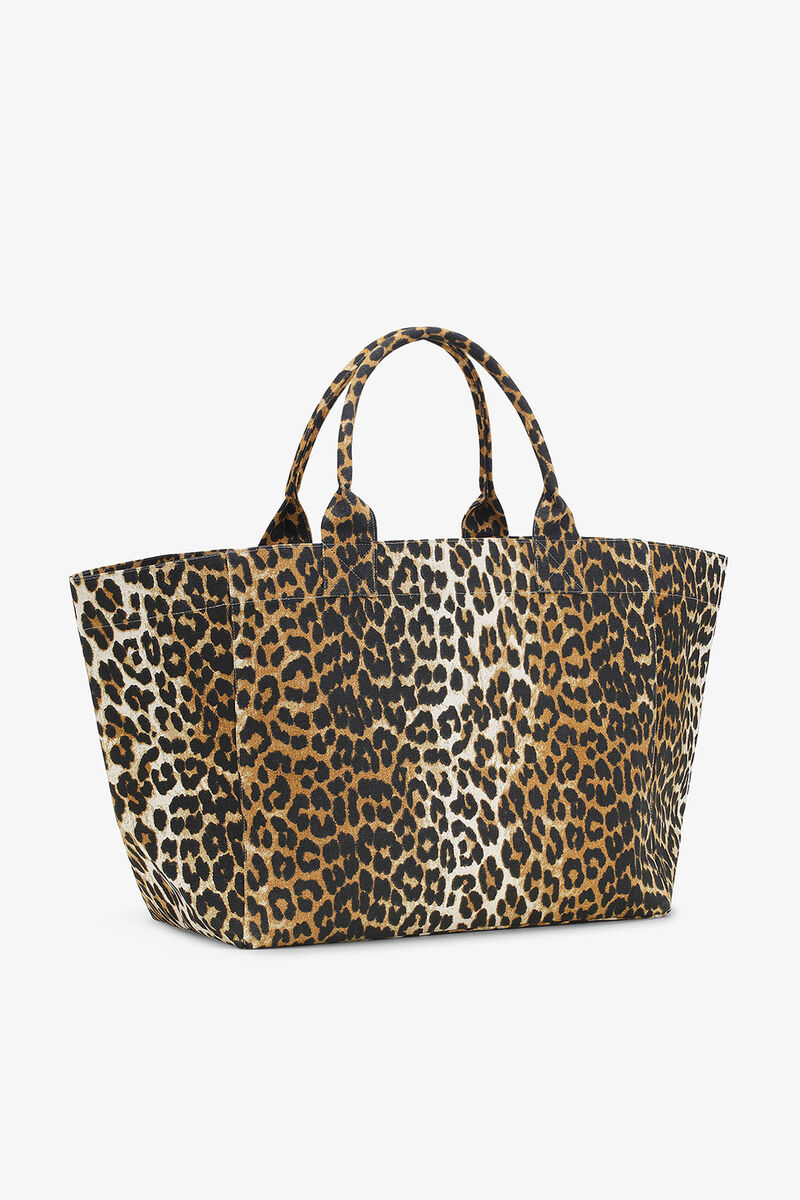 Leopard XXL Tote, Recycled Cotton, in colour Leopard - 2 - GANNI