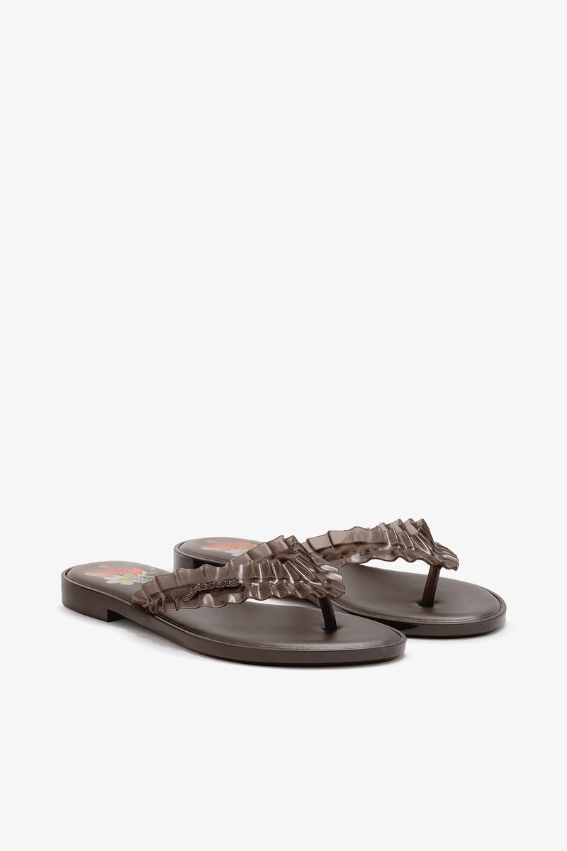 Melissa Flip Flop in Brown, Polyvinyl Chloride, in colour Demitasse - 2 - GANNI